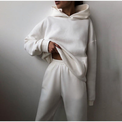 Zweiteiler für Damen - Leichtes Twin-Set mit Kapuzenpullover und Jogger für den Sommer