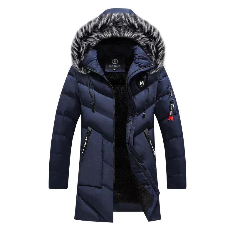 Herren Winterjacke | Langer Steppmantel Mit Kapuze