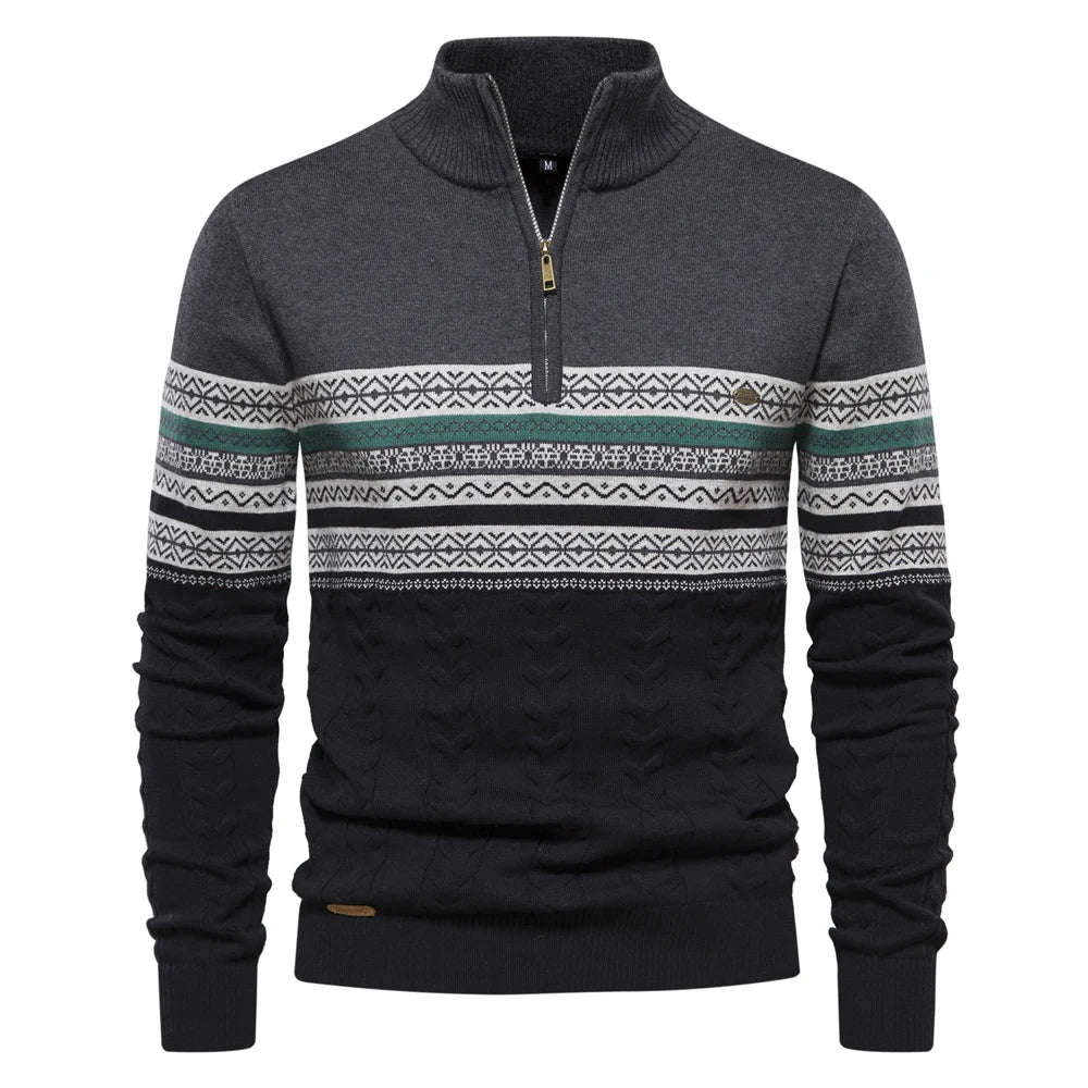 Langärm Reißverschluss-Winterpullover für Männer