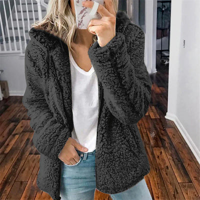 Flauschige Kunstpelz-Winterjacke für Frauen