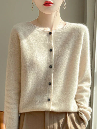 Gekürzte Strickjacke mit Knopfleiste für Frauen
