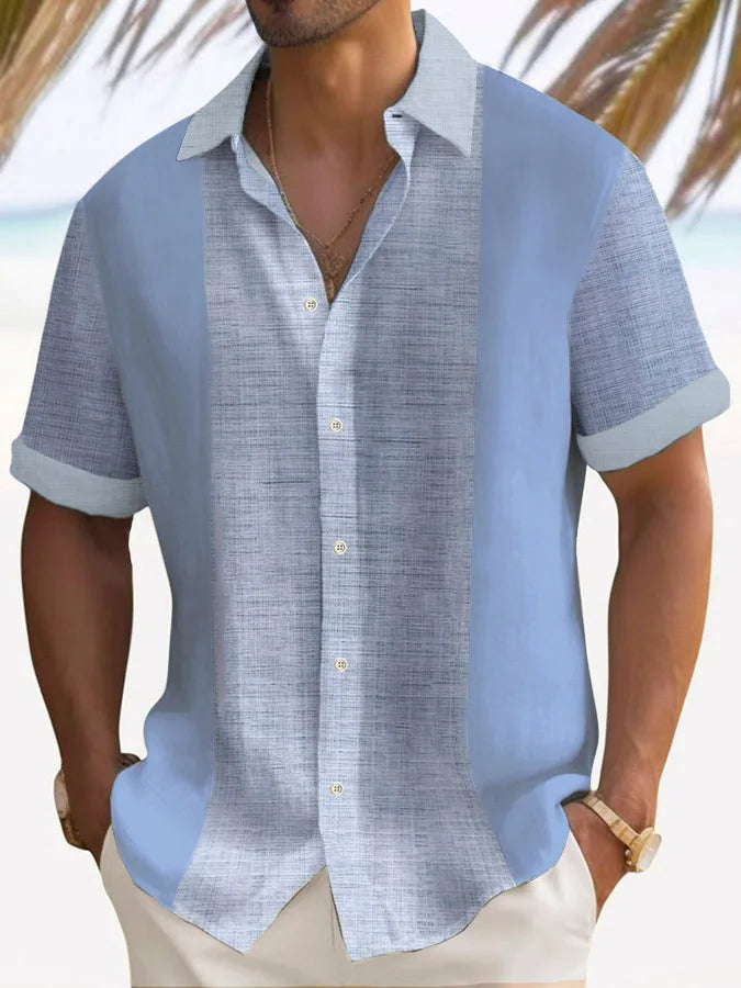 Kurzärmliges Hemd für Herren - Cuba gestreiftes Sommerhemd für den Sommer