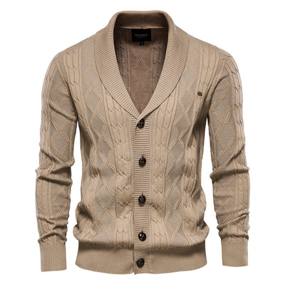 Strickjacke mit V-Ausschnitt und Zopfmuster für Herren