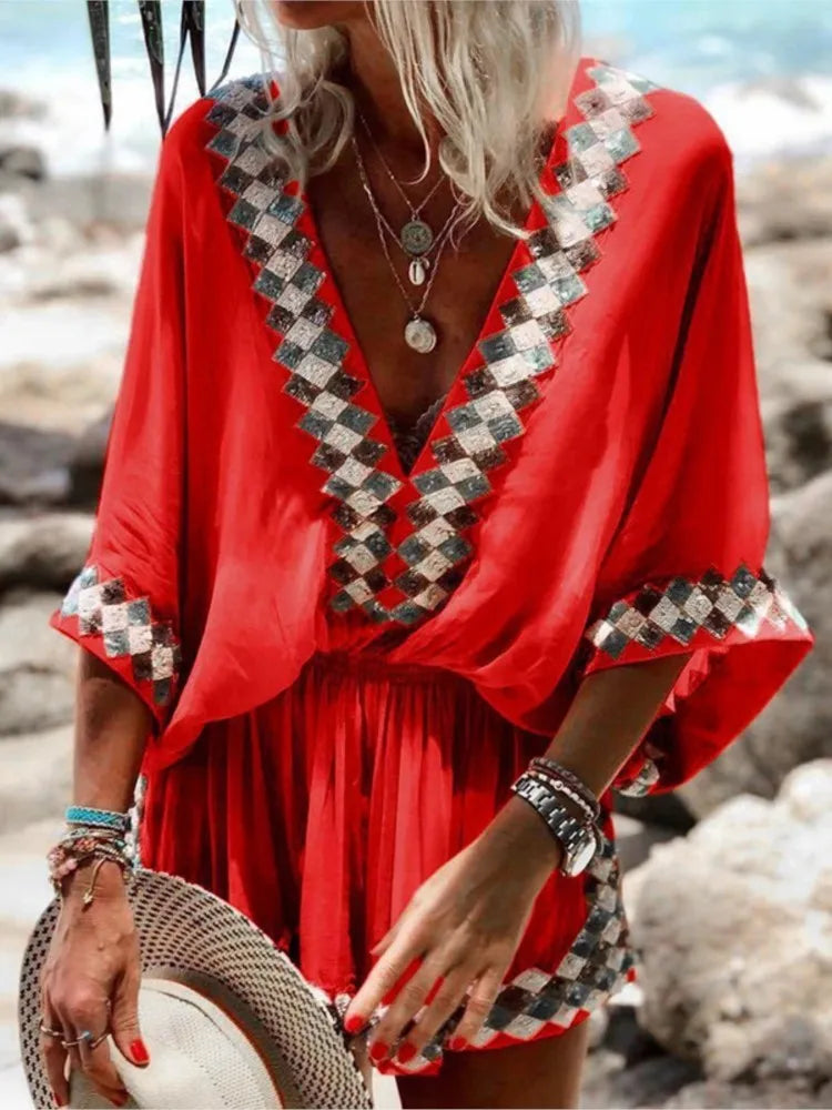 Jasmin Sommer-Jumpsuit | Leichter Strand-Short-Jumpsuit im Boho-Stil