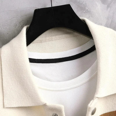 Gestreifte Strickjacke mit geknöpftem Kragen Für Herren