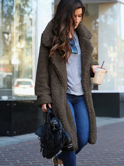 Lange Flauschige Winterjacke für Frauen