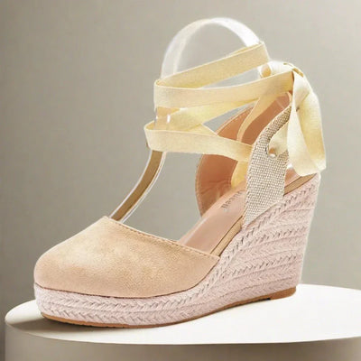 Camilla Espadrilles Plateau | Boho Keilabsatz sandaletten für Damen mit Bändern