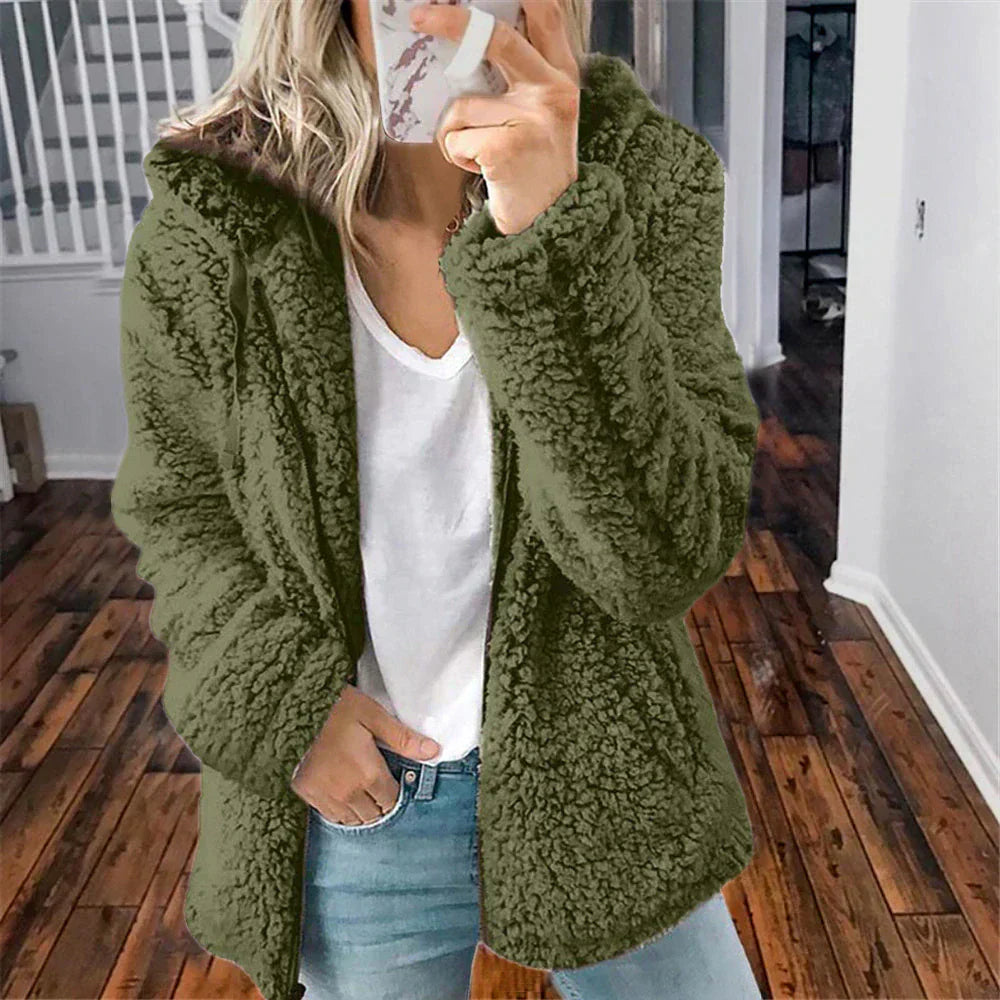 Flauschige Kunstpelz-Winterjacke für Frauen