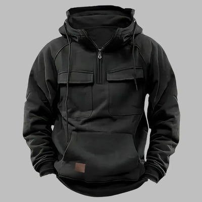 Sommer Hoodie für Herren - Leichter sportlicher Kapuzenpullover mit halbem Reißverschluss