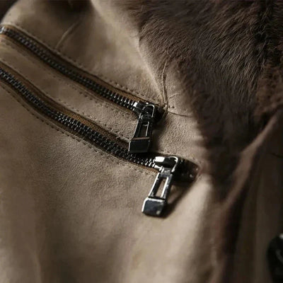 Vintage Wildlederjacke mit Pelz für Damen