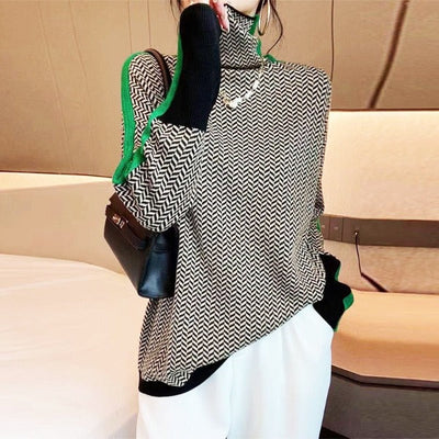 Herringbone Pullover mit Streifen für Frauen