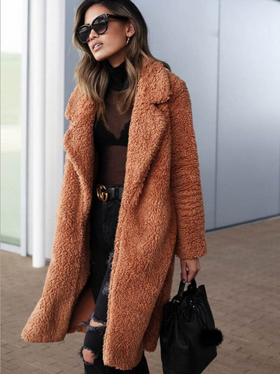 Lange Flauschige Winterjacke für Frauen