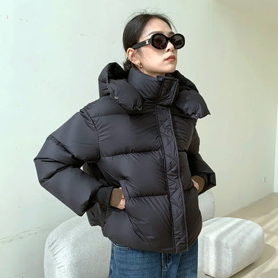 Zip-up-Daunenjacke mit Kapuze für Frauen