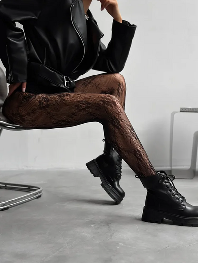 Damen Netzstrumpfhose | Blumenmuster