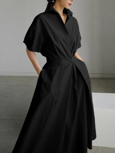 Scarlett Langes Kleid | Modernes V-Ausschnitt Midikleid mit Taschen