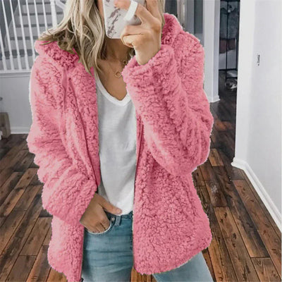 Flauschige Kunstpelz-Winterjacke für Frauen