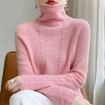 Gemusterter Rollkragenpullover für Damen