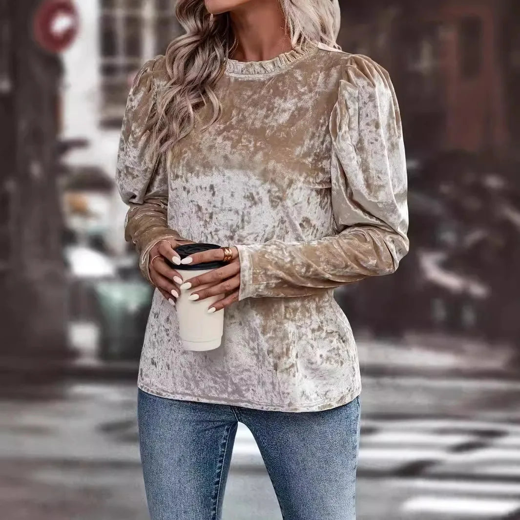 Langarmshirt | Samtige Optik | Elegant & Modern