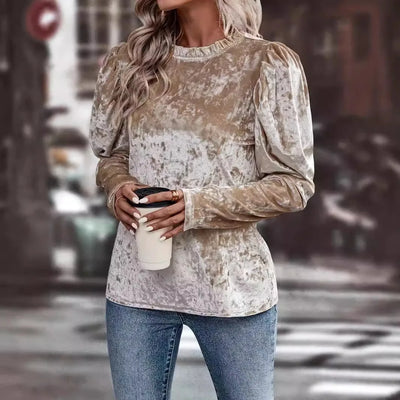 Langarmshirt | Samtige Optik | Elegant & Modern