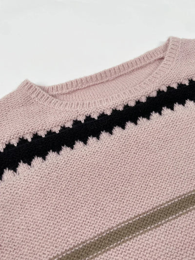 Gestreifter Pullover mit Rüschenbesatz für Frauen