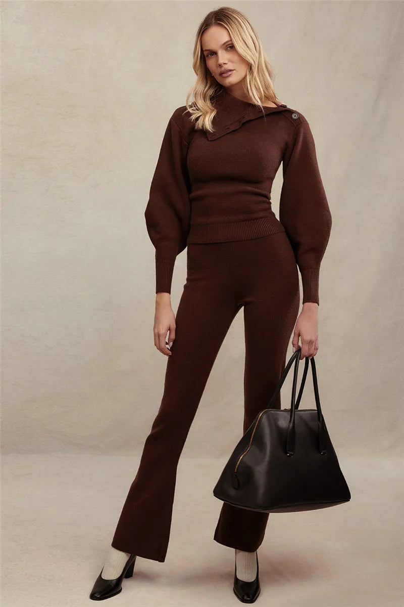 Strick-Set mit asymmetrischem Kragen | Eleganz & Komfort | Schmeichelnde Passform