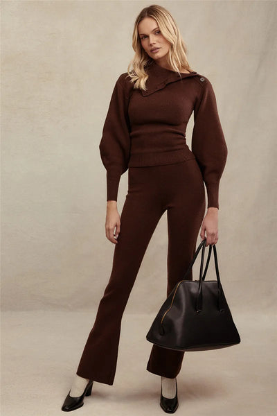 Strick-Set mit asymmetrischem Kragen | Eleganz & Komfort | Schmeichelnde Passform