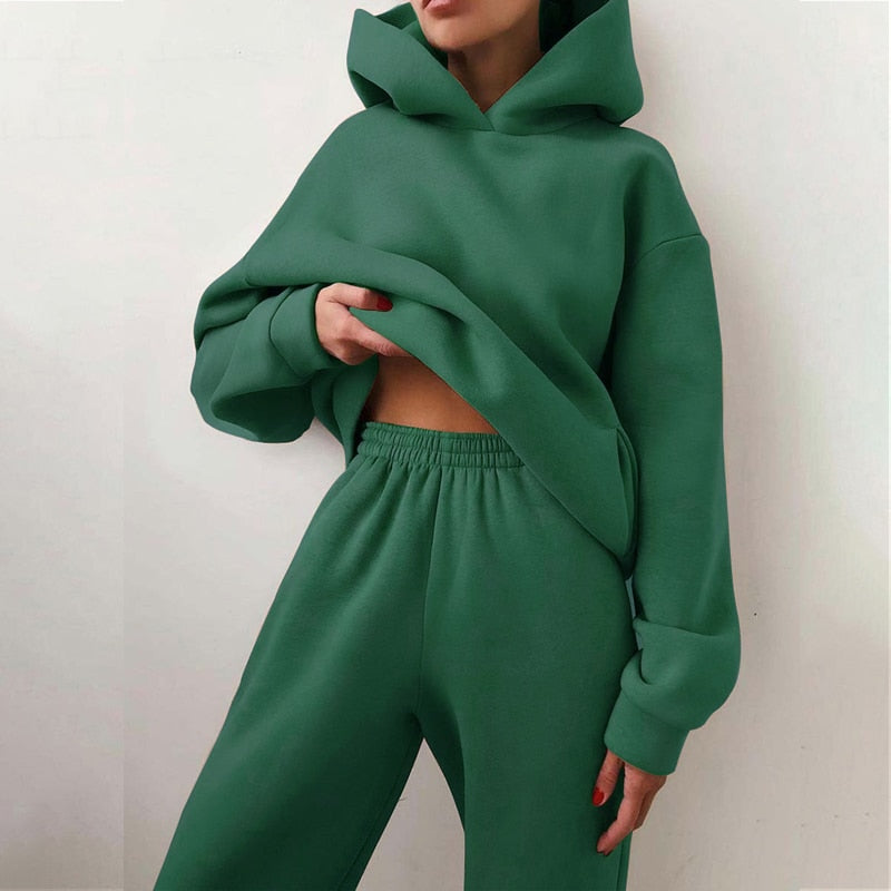 Zweiteiler für Damen - Leichtes Twin-Set mit Kapuzenpullover und Jogger für den Sommer