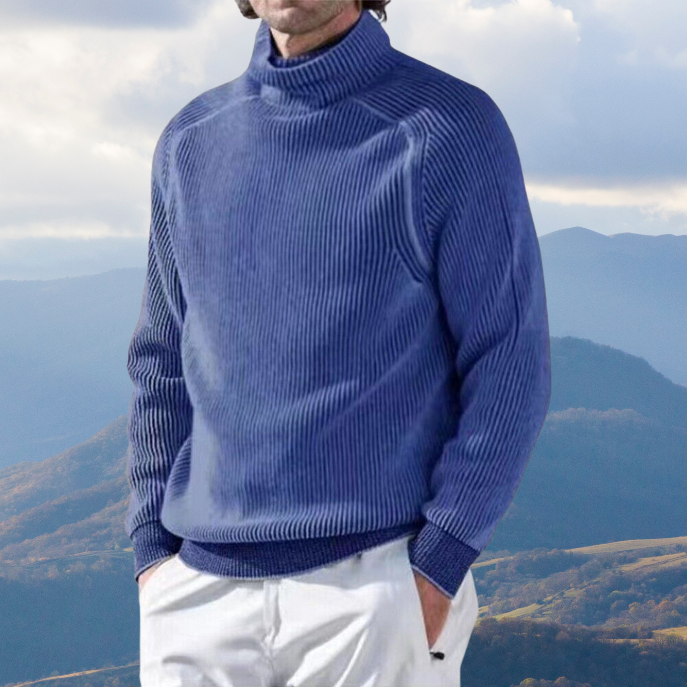 Lässiger Rollkragenpullover aus Rippenstrick für Männer