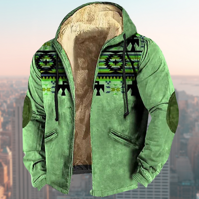Geometrische Jacke mit Sherpa-Futter für Männer