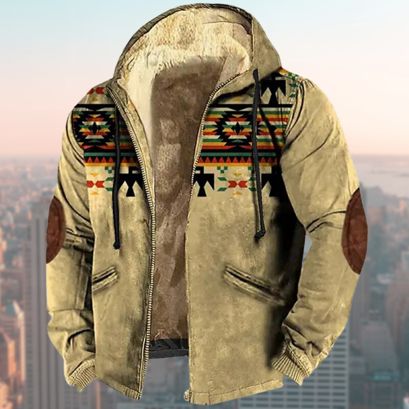 Geometrische Jacke mit Sherpa-Futter für Männer