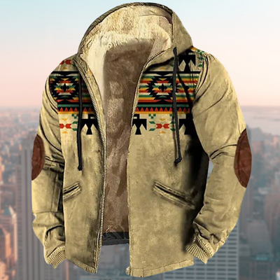Geometrische Jacke mit Sherpa-Futter für Männer