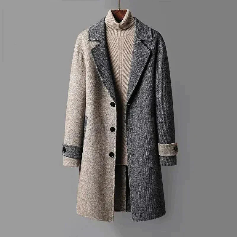 Mittellanger Zweifarbiger Trenchcoat für Herren