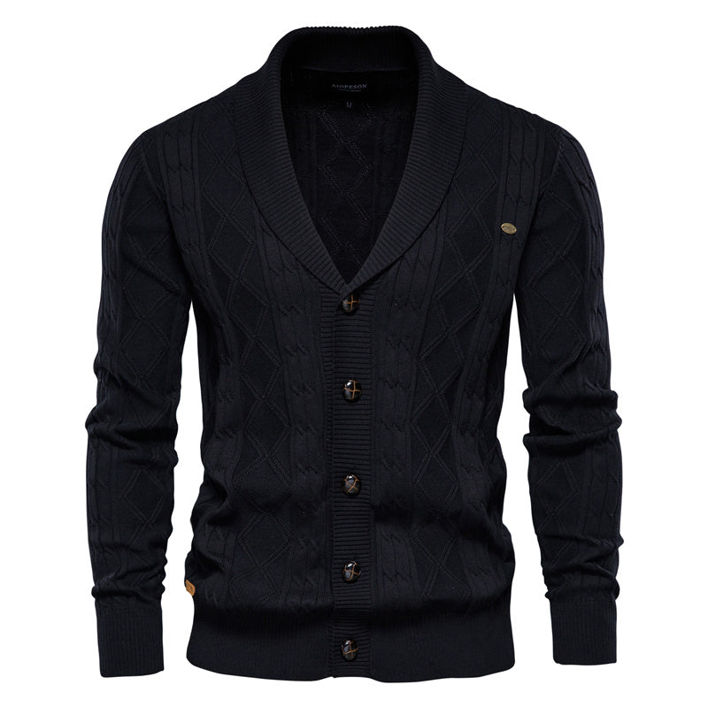 Strickjacke mit V-Ausschnitt und Zopfmuster für Herren