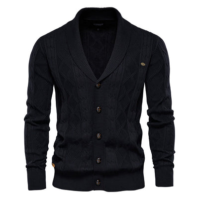 Strickjacke mit V-Ausschnitt und Zopfmuster für Herren