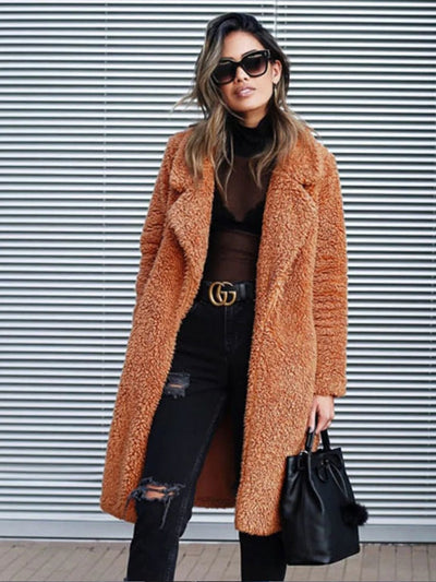 Lange Flauschige Winterjacke für Frauen