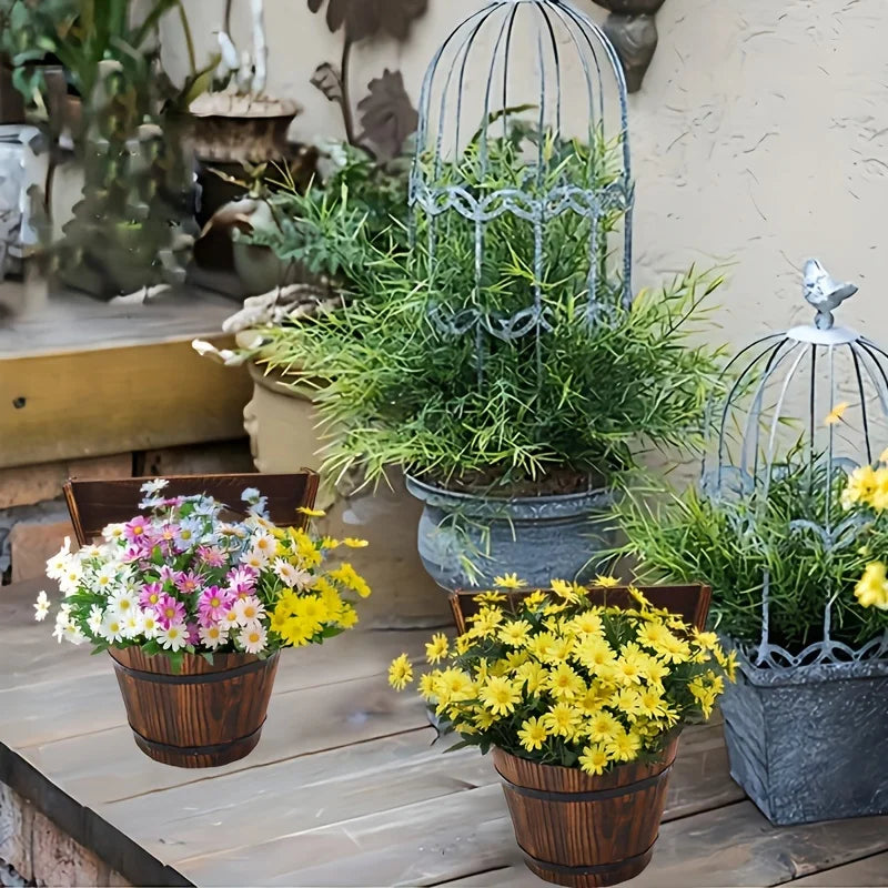 Rustikale Outdoor-Pflanzkübel im Fassstil – Klassische Gartenblumenkübel mit Holzoptik