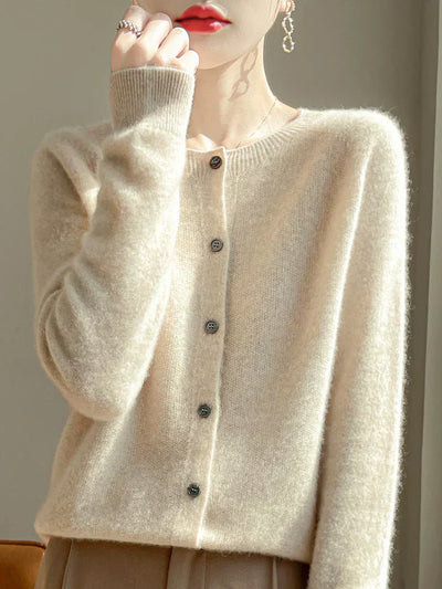Gekürzte Strickjacke mit Knopfleiste für Frauen