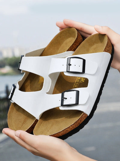 Sandalen zum Hineinschlüpfen – mit doppelter Schnalle – aus Kunstleder – Sandalen mit Schnalle – orthopädische Sandalen