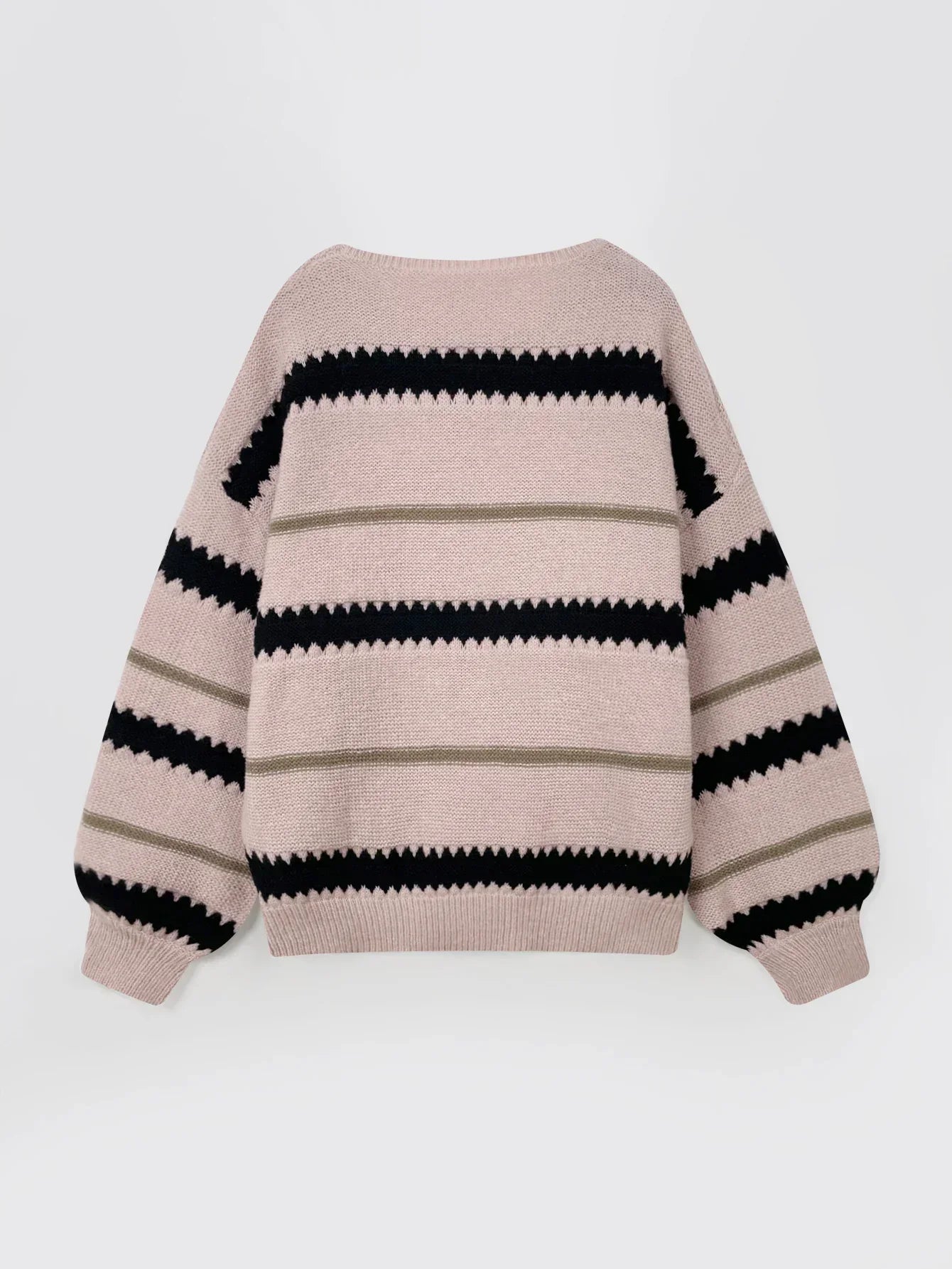 Gestreifter Pullover mit Rüschenbesatz für Frauen