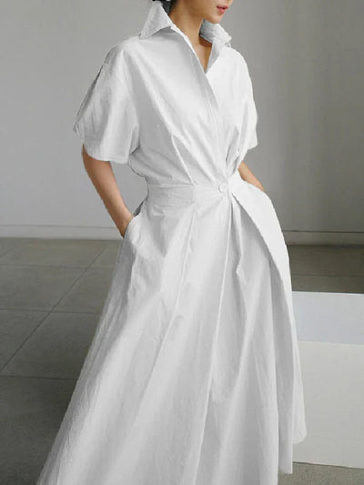 Scarlett Langes Kleid | Modernes V-Ausschnitt Midikleid mit Taschen