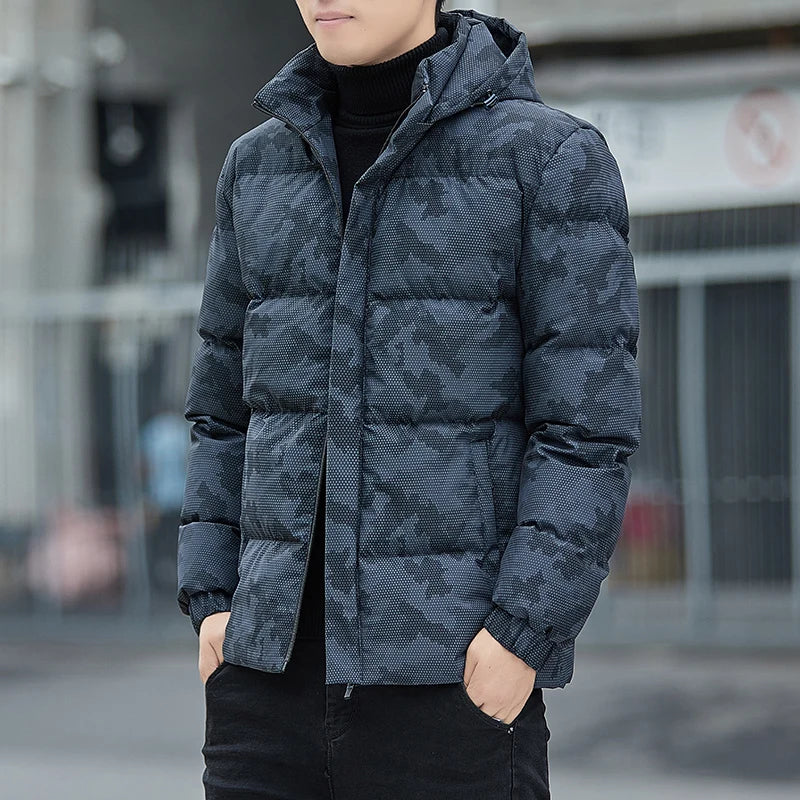 Camouflage Pufferjacke mit Kapuze für Männer