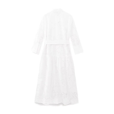 Andrea Lace Kleid | Stilvolles modernes Damenkleid mit langen Ärmeln und Gürtel