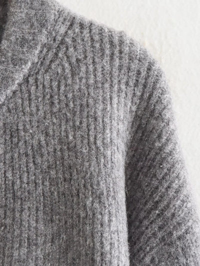 Lorna | Gerippte Rundhals-Strickjacke mit Reißverschluss