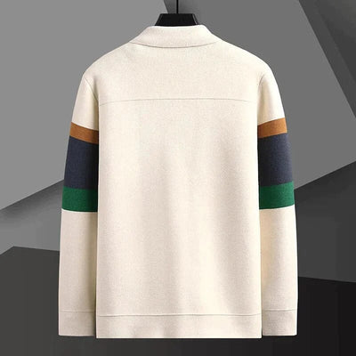 Gestreifte Strickjacke mit geknöpftem Kragen Für Herren