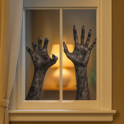 Gruselige Zombiehand-Wandaufkleber für Halloween – Fensterdekoration aus mattem PVC