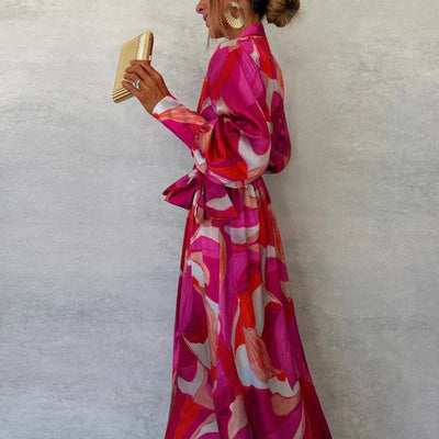 Damen Elegante Wickelkleid Mit Blumenmuster | Maxi