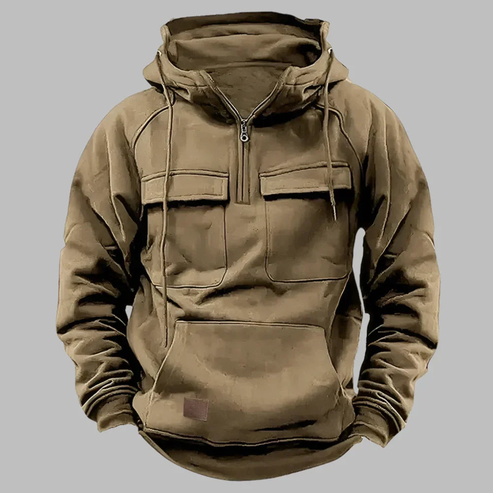 Sommer Hoodie für Herren - Leichter sportlicher Kapuzenpullover mit halbem Reißverschluss