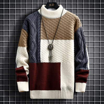 Mehrfarbiger Strickpullover für Männer