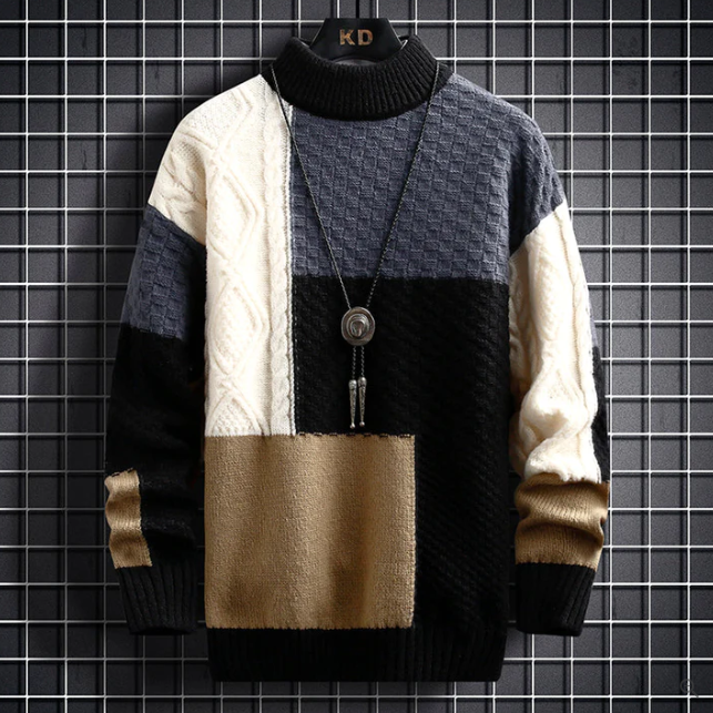 Mehrfarbiger Strickpullover für Männer