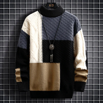 Mehrfarbiger Strickpullover für Männer
